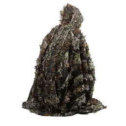 Camuflagem de caça 3D Manto de folhas Yowie Ghillie Respirável Tipo de poncho aberto Camuflagem Observação de pássaros Poncho Corta-vento Sniper Suit Gear