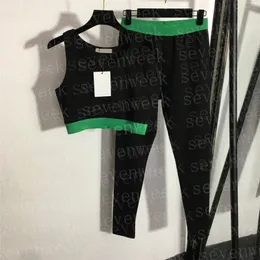 Kvinnor Yoga klädbokstäver Vest Leggings Tracksuits modemärke damer ärmlösa sportdräkter