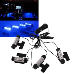 Universal 4pcs/set 3 LED Car Charge Interior Accessories Floor Decorative Atmosphere Lamp Light Free Shipping