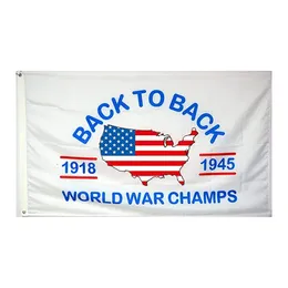 Back to Back Premium Flag 3 x 5 Foot World War Champs Banner High Quality With Brass Grommets