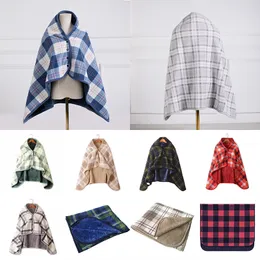 100*140cm fashion plaid knitted shawl household warm throw blankets wearable blanket suitable for bedroom living room sofa XD24333