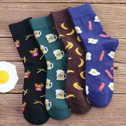 Couple Socks Men's Food Cartoon Pattern Four Colors Jacquard Tube Simple Fashion Wild Personality Cute Interesting Trend Popular G1224