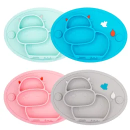 Qshare Cow Baby Dining Plate Barn Mat Matning Skål Anti-Fall Rätter Infant Silikon Sug Porslin LJ201019