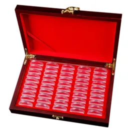 50 Pcs Wood Coin Protection Display Box Storage Case Holder Round Box Commemorative Collection Box C0116
