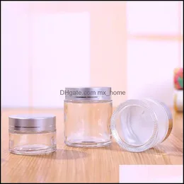 Packing Boxes & Office School Business Industrial Clear Glass Cosmetic Cream Bottle Round Jars With Inner Pp Liners For Hand Face 5G To 100G