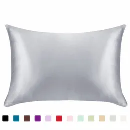 20 * 26inch silk cetim pillowcase home multicolor gelo silk travesseiro case zipper travesseiro tampa dobro envelope envelope cama travesseiro capa cca3046