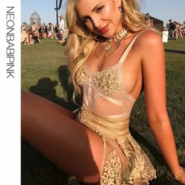 NEONBABIPINK Sheer Mesh Lace Sexy 2 Piece Sets Womens Club Outfits Rave Festival Party Two Piece Skirt Set Summer 2020 N18-BA59 T200702