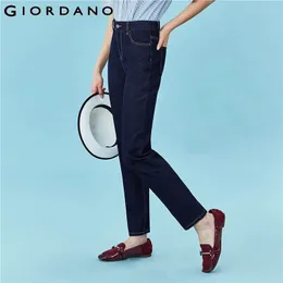 Giordano Damen Jeans Straight High Rise Straight Jeans Slant Pockets Zip Fly Cotton Soild Calca Jeans Feminina 05410094 201029