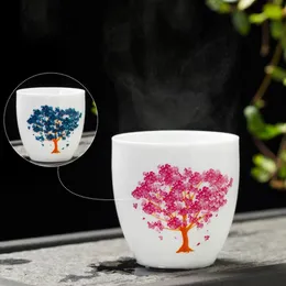 色を変える花のセラミックティーボウルカップアクセサリーホーム装飾クリエイティブホットコールド温度ティーカップの変色