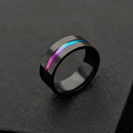 Anel de fita de aço inoxidável preto anel de fashoin Rainbow Ring Mull Men anéis Jóias de moda Will e Sandy Gift