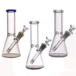 Beliebte Glasbecher-Bong-Farb-Dab-Ölplattform. Eisdickwandige, superschwere Glas-Wasserpfeife mit 14-mm-Glas-Ölbrennerrohr und Downstem-Kopf