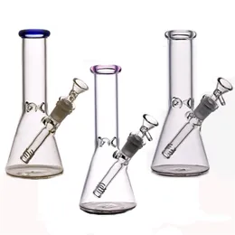 Popular Glass Beaker bong color dab oil rig Ice thick Wall Super Heavy glass water pipe with 14mm glass oil burner pipe and downstem bowl