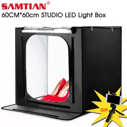 Samtian-Foto-Box 60cm Lichtkasten-Falten-Softbox Zelt mit 3 Farben Hintergrund für Schmuck Spielzeug Fotografie Foto Lightbox LED-Licht LJ200923