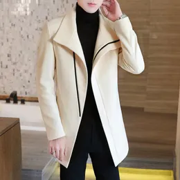 メンズウールブレンドブリティッシュスタイルの男性コート2021ウールウールコートウインドブレーカースリム中長暖かいジャケットメンズトレンチ服