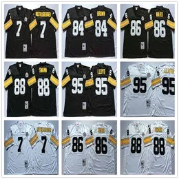 빈티지 피츠버그 7 Ben Roethlisberger Jersey Steeler 95 Greg Lloyd 84 Antonio Brown 86 Hines Ward 88 Lynn Swann Top Football Jerseys