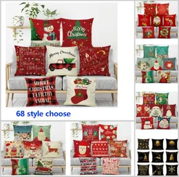 68 design Fodera per cuscino natalizio Babbo Natale Renna Gufo Albero Alce Fodera per cuscino stampata Home Car Decor Decorazione HH7-110
