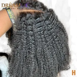 Mongoolse Afro Kinky Krullend Lace Front Menselijk Haar Pruik Natuurlijke lijn 13x4 korte synthetische Pruiken Met Baby haar voor Zwarte Vrouw