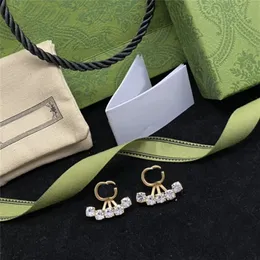Rhinestone Fan Shaped Charm Earrings Double Ways Diamond Studs Women Crystal Dangler Multiple Wear With Gift Box For Party Anniversary