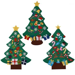 Juldekorationer barn diy filt träd gåvor år fest dörr vägg hängande dekor1