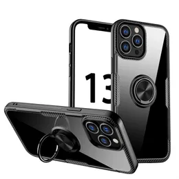Bracket Transparent Fodral för iPhone 13 12 Mini 11 Pro XS Max XR X 8 7 6 Plus Samsung S22 Ultra S21 Fe Huawei P50 oppo Reno4 Xiaomi 12 Kolfiber Telefonkåpa