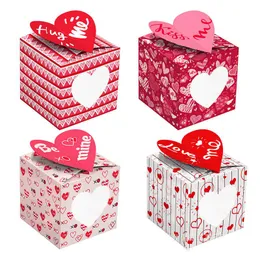 12 sztuk / zestaw prezent wrap strona dostawy Walentynki Hug Pocałuj Me Pink Cookie Pudełko Pudełko Trójwymiarowe Cartoon Para Prezenty