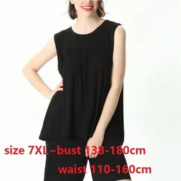 Mferlier feminino nightwear conjunto tamanho grande 4xl 5xl 6xl 7xl senhoras sólidas soltas soltas elásticas cor-de-rosa cinza preto preto mulheres pijamas conjunto y200708