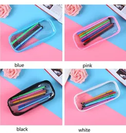 PVC Pencil Bag Zipper Pouch School Studenter Rensa Transparent Vattentät Plast PVC Förvaring Box Pen Case Mini