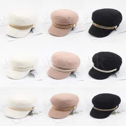 Nowa zimowa kapelusz newsboy kapelusz kobiety perłowy czapka retro płaska top gęsty ciepły kapelusz db303
