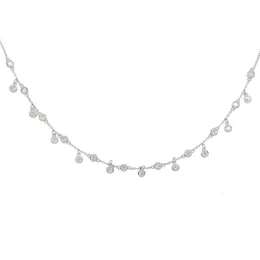 100% 925 sterling silver cz drop charm 32+8cm bezel cubic zirconia tassel wedding engagement elegant bridal silver necklace Q0531