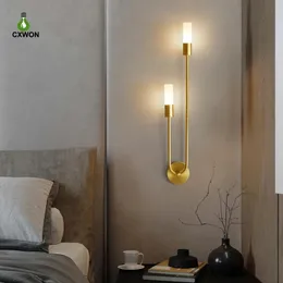 Modern vägg sconce nordisk mässing led inomhus vägglampa för sovrum sovrum läsning korridor gång hem inomhus dekoration belysning