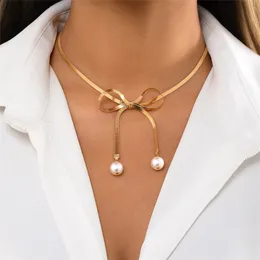 Elegant Bow Tie Bowknot Pendant Choker Halsband för Kvinnor Flickor Bröllop Bröllop Clavicle Chain Par Neck Smycken Gift