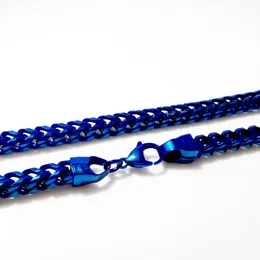 5mm bred 21,6 tum (55cm) Fashion Blue Rostfritt stål Keel Figaro Link Kedja Halsband för Mens Boys Nyår Gåvor 73g Vikt