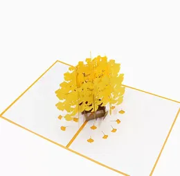 3Dグリーティングカードゴールドイチョウの葉の木ママ妻の誕生日のためのポップアップカード誕生日おめでとうございますバレンタインデー子供ギフトクリスマス