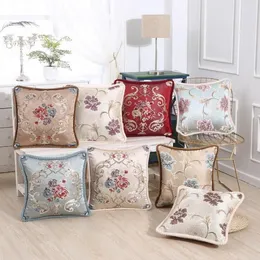 Kudde Europeisk stil Royal Embroidered Rose Peony Flower Pillow Falls Sittbil SOFA Kudde täcker Hemma ationskuddar