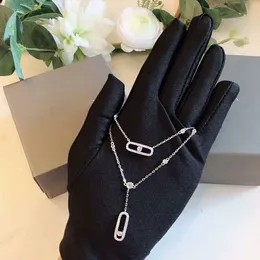 Ожерелья с подвесками Женское ожерелье Ювелирные изделия из стерлингового серебра S925 Съемное ожерелье с подвеской Модное двухслойное бриллиантовое ожерелье на ключице Серебряное ожерелье 2024 подарок