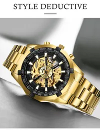 2021 Design Automatic Mechanical Wristwatches For Men Watches Luxury Gold Waterproof Watch Man Skeleton Steel Orologio Uomo