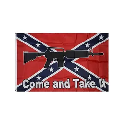 Come And Take It Confederate Flag 3x5 FT 90x150cm Double Stitching 100D Polyester Indoor Outdoor Printed Hot selling