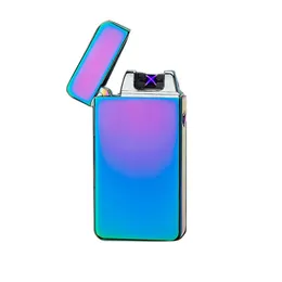 USB Charging Electronic Cigarette Lighter Double Fire Cross Twin Arc Pulse Electric Lighter Metal Portable Windproof Lighters LX4152