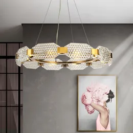 Postmodern light luxury chandelier living room personality creative dining room round glass bedroom designer model room chandeli