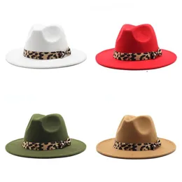 Cappello Fedora leopardato Berretto a tesa larga Uomo Donna Jazz Cappellini Panama Cappelli formali Donna Donna Ragazze Trilby Chapeau Primavera Autunno Accessori moda 2021 20 colori