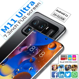 M11ULTRA Cell Phone 7,3 tum 6800mAh Octa Core Quad 16GB + 512GB Bakre kamera Android Mobiltelefon 5G 4G LTE Smartphone Bra