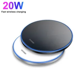 Caricabatterie wireless veloce Caricatore Qi da 20 W Pannello in lega di alluminio Caricatore USB veloce wireless per iPhone 12 Mini Pro Max 11 XS XR X 8 Pad di ricarica USB-C