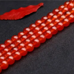 1 Strang Lot 4 6 8 10 12 mm rote Karneol-Achate runde Edelsteinperlen Karneol lose Perlen für Schmuckherstellung DIY Halskette H JllVlp