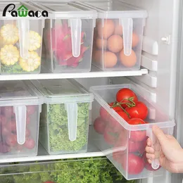 4.7L grande caixa de armazenamento de alimentos transparente com tampa e lidar com cozinha selado casa organizador de alimentos armazenamento de geladeira 201029