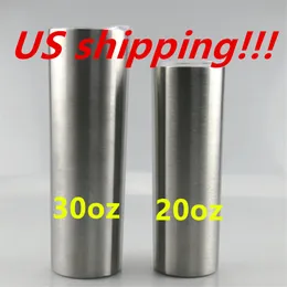 US Shipping! 20oz 30oz Stainless Steel Skinny Tumber For Glitter Double Insulated Vacuum Water Bottles With Lid&Straw Coffee Milk Mugs A12