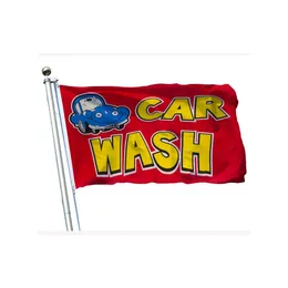 Kırmızı araba yıkama bayrakları iş reklam afiş 3x5ft 100d polyester iki pirinç grommet ile yüksek kalite