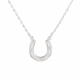 Xiaojing 100% 925 Sterling Silver Horseshoe CZ Halsband Pendants för kvinnor Lovely Chain Collier för vängåva Q0531