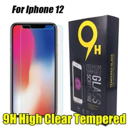 Härdat glas för iPhone 12 mini 11 Pro XS Max XR 8 plus skärmskydd för Samsung Galaxy S8 J7 A50 A70