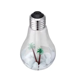 400ML USB Ultrasonic Air Humidifier Night Light Essential Oil Aroma Diffuser Lamp Bulb Shape Inner Landscape SEA SHIPPING ZZC3846
