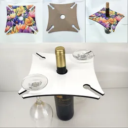 Sublimation Blanks Goblet Holder Wooden Square Four Corner Red Wine Rack Champagne Party Home Stemware Racks White 10 5bd G2